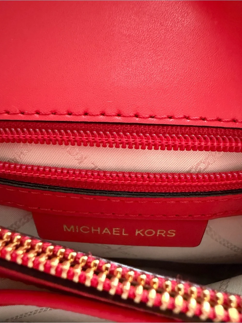 Michael Kors Whitney Studded Chain Strap Shoulder Bag - Red Burgundy Black